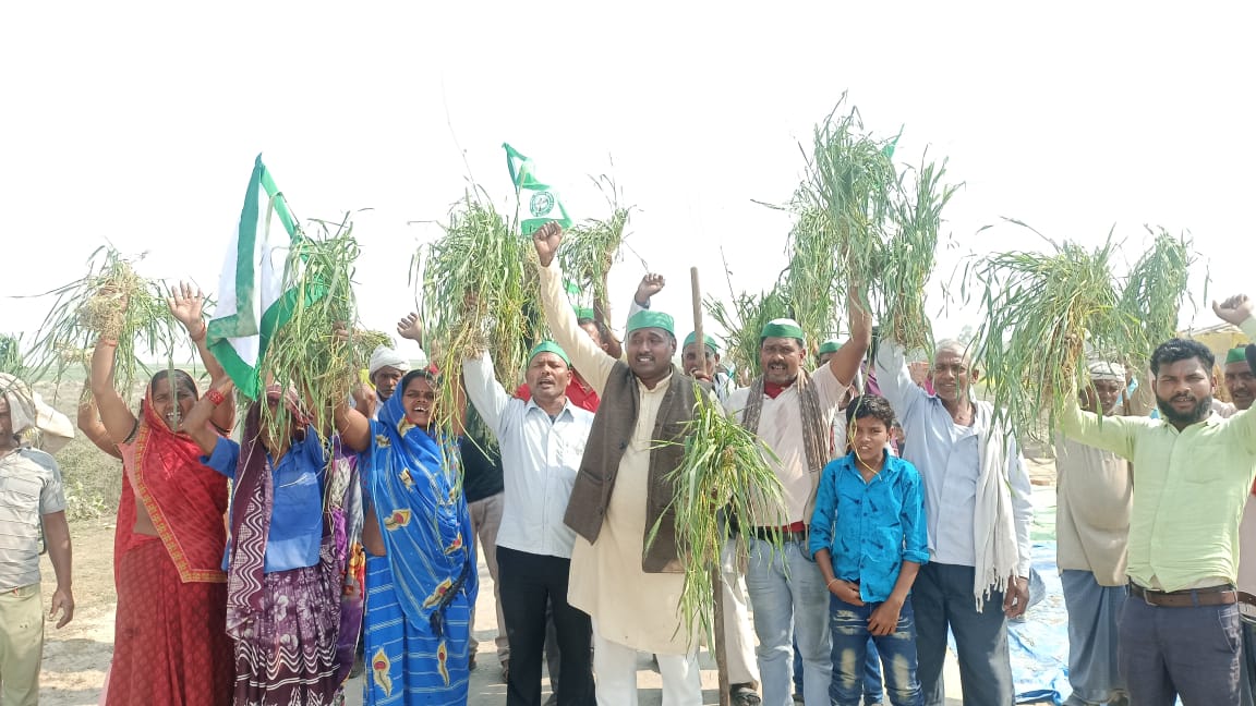 बिना मुआवजा के सड़क चौड़ीकरण में किसानों के फसलों को नष्ट करने में लगे हैं ठेकेदार