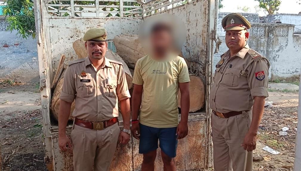 चोरी से सागौन की लकडी काटने वाला गिरफ्तार